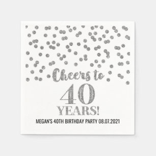 Silver Confetti freut sich auf 40 Jahre Geburtstag Serviette