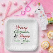 Silver Confetti frohe Weihnachtsfeier Neues Jahr Pappteller (Party)