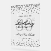 Silver Confetti Glitzer 30. Geburtstag Willkommen Acrylschild (Winkel)