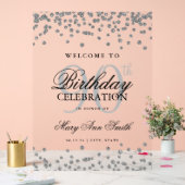 Silver Confetti Glitzer 90. Geburtstag Willkommen Acrylschild (Hochzeit)