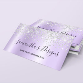 Silver Confetti Glitzer Lavender Gradient Visitenkarte