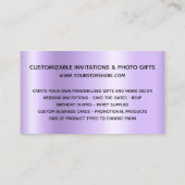 Silver Confetti Glitzer Lavender Gradient Visitenkarte (Rückseite)