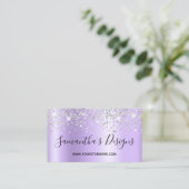 Silver Confetti Glitzer Lavender Gradient Visitenkarte (Stehend Vorderseite)