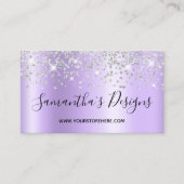 Silver Confetti Glitzer Lavender Gradient Visitenkarte (Vorderseite)