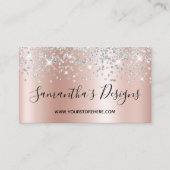 Silver Confetti Glitzer Rose Gold Gradient Visitenkarte (Vorderseite)