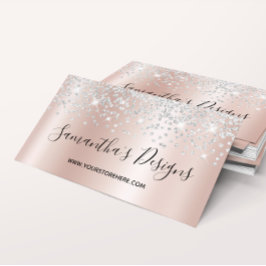 Silver Confetti Glitzer Rose Gold Gradient Visitenkarte