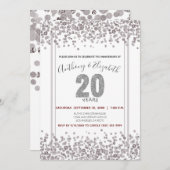 Silver Confetti Glitzer-Style 20 Jahre Einladung (Vorne/Hinten)
