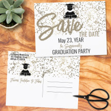 Silver Confetti Graduation Party Save the Date