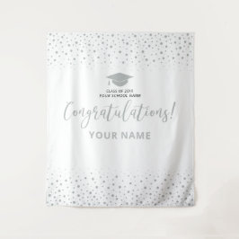 Silver Confetti Gratulation Abschluss Hintergrund Wandteppich
