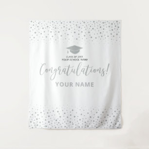 Silver Confetti Gratulation Abschluss Hintergrund Wandteppich