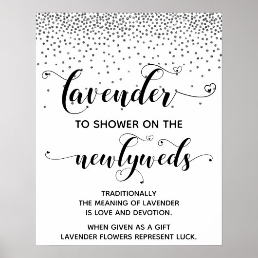 Silver Confetti Herzdusche mit Lavenderzeichen Poster (Vorne)