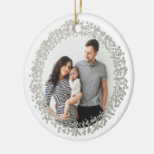Silver Confetti Holiday Foto Weihnachten Keramikornament (Links)