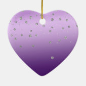 Silver Confetti Lila Ombre Monogramm Keramik Ornament (Hinten)