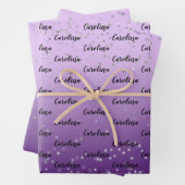 Silver Confetti Lila Ombre name Geschenkpapier Set (Beispiel)