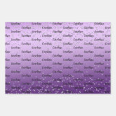 Silver Confetti Lila Ombre name Geschenkpapier Set (Vorderseite)