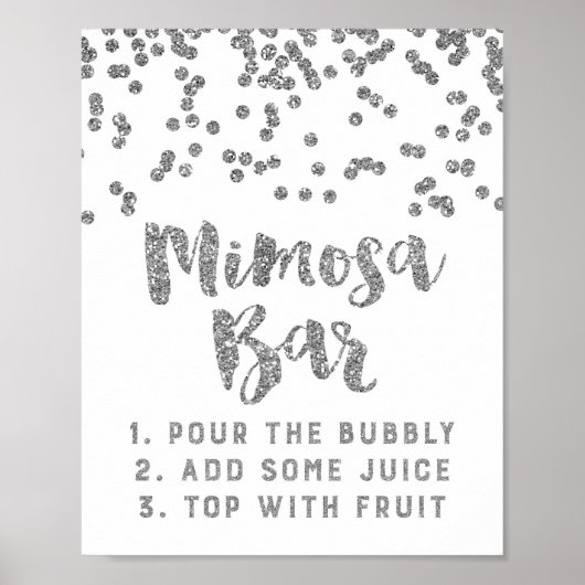 Silver Confetti Mimosa Bar Sign Wedding Poster (Vorne)