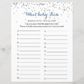 Silver Confetti Minimalistisch ABC Baby Showspiel (Vorderseite)