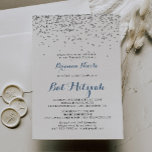 Silver Confetti Minimalistisch Bat Mitzvah Einladung<br><div class="desc">Diese silberne Konfetti minimalistische Fledermaus mitzvah Einladung ist perfekt für eine rustikale Fledermaus Mitzvah. Das schlichte und elegante Design zeichnet sich durch silberne Konfetti und klassische extravagante Schriftzeichen in Blau und Schwarz aus.</div>