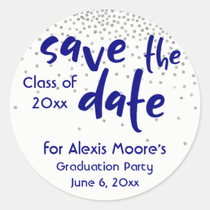 Silver Confetti mit Marine: Moderne "" Runder Aufkleber