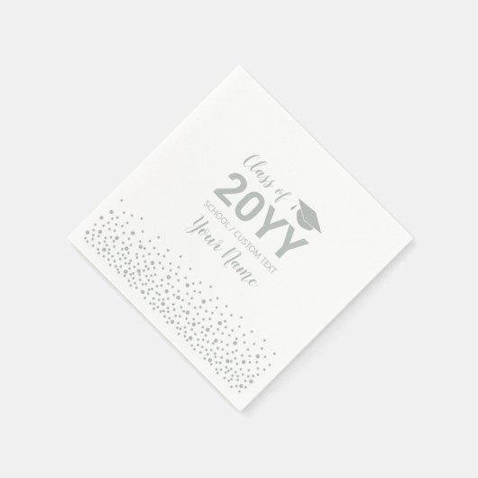 Silver Confetti Modern Graduation Party Serviette (Ecke)