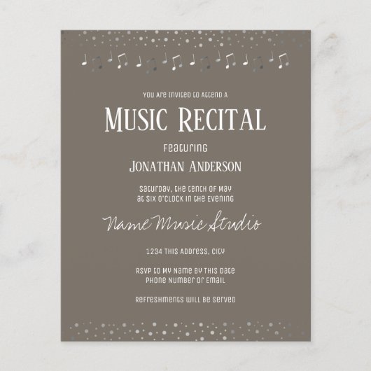 Silver Confetti Music Erwägung Budget (Vorderseite)