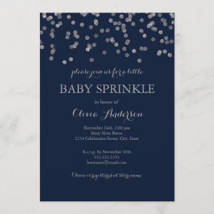 Silver Confetti Navy Baby Sprinkle Einladung