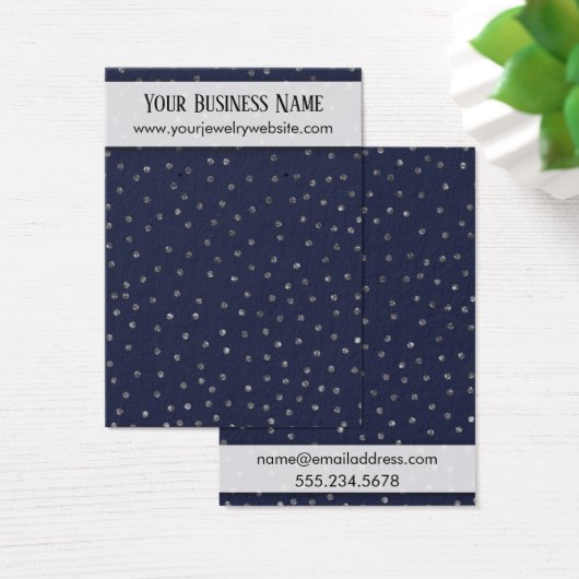 Silver Confetti & Navy Earring Holder Display Card (Schreibtisch)