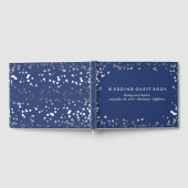 Silver Confetti Navy Elegant Wedding Gästebuch (Voll)