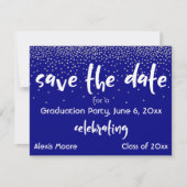Silver Confetti Navy Graduation Party Rett Date Ankündigung (Vorderseite)