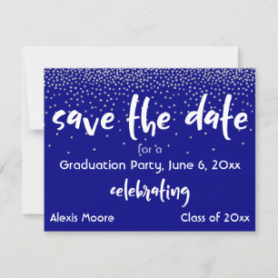 Silver Confetti Navy Graduation Party Rett Date Ankündigung