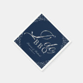 Silver Confetti Navy I GRILLEN Engagement Party Serviette (Ecke)