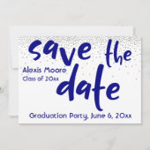 Silver Confetti Navy Typografie Save the Date 1b Einladung (Vorderseite)