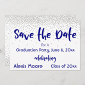 Silver Confetti Navy Typografie Save the Date 2b (Vorne/Hinten)