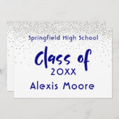 Silver Confetti, Navy Typografy Grad Ankündigung (Vorne/Hinten)