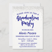 Silver Confetti & Navy Typografy Grad Party, 2 Einladung (Vorderseite)