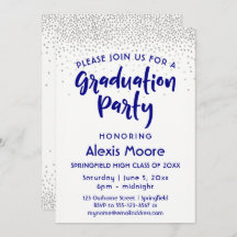 Silver Confetti & Navy Typografy Grad Party, 2