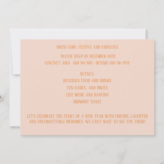 Silver Confetti New Year Champagne Flutes Einladung (Rückseite)