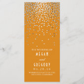 Silver Confetti Orange Elegant Wedding Program Programm (Vorderseite)