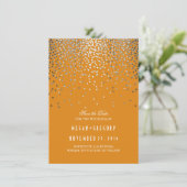 Silver Confetti Orange Fall Save the Date (Stehend Vorderseite)
