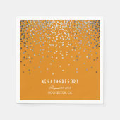 Silver Confetti Orange Wedding Serviette (Vorderseite)