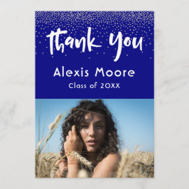 Silver Confetti Over Navy, Foto Grad 4 Vielen Dank Ankündigung