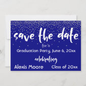 Silver Confetti Over Navy/White, Save the Date 2b Einladung (Vorderseite)