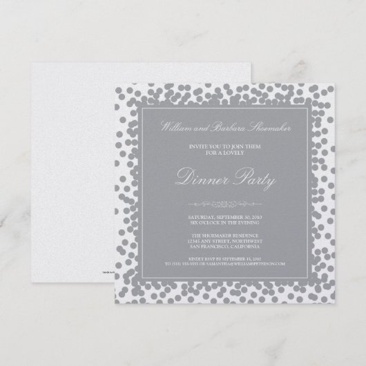 Silver Confetti Party Einladung (Vorne/Hinten)