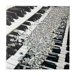 Silver Confetti Piano Keys Fliese