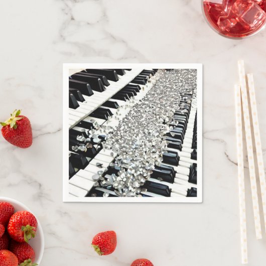 Silver Confetti Piano Keys Serviette (Beispiel)