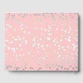 Silver Confetti Pink Blush Elegante Hochzeit Gästebuch (Rückseite)