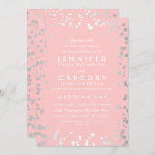 Silver Confetti Pink Moderne und elegante Hochzeit Einladung (Vorne/Hinten)