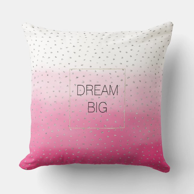Silver Confetti Pink Ombre Wassercolor Kissen (Vorderseite)