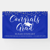 Silver Confetti Script GLÜCKWUNSCHS GRAD Royal Blu Banner (Horizontal)