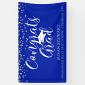 Silver Confetti Script GLÜCKWUNSCHS GRAD Royal Blu Banner (Vertikal)